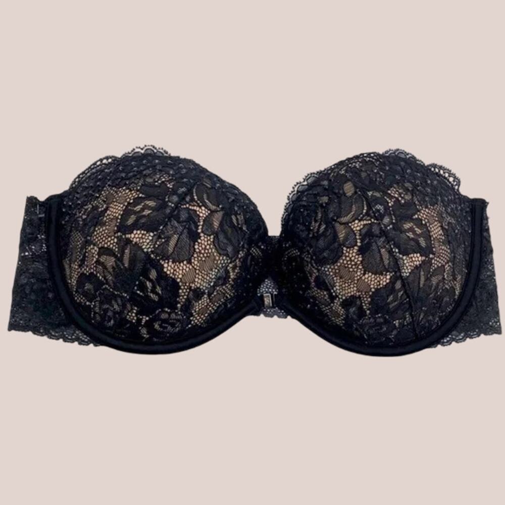 Victoria's Secret Lace Rhinestone Strapless Push-Up Bra 32D NWOT